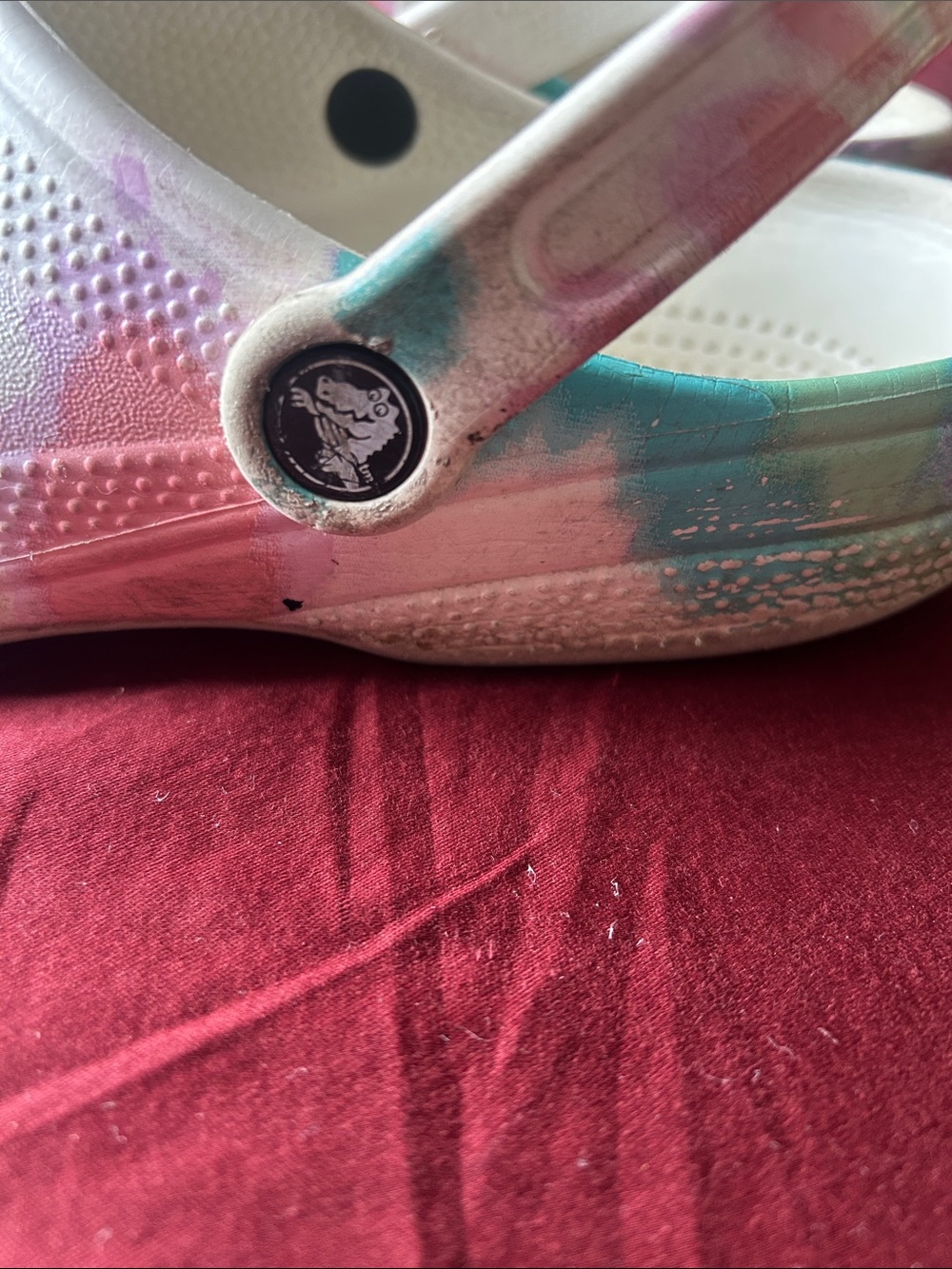 CROCS Classic Clog Mules in Pink, Purple & Blue Tie-Dye - Picture 2 of 7